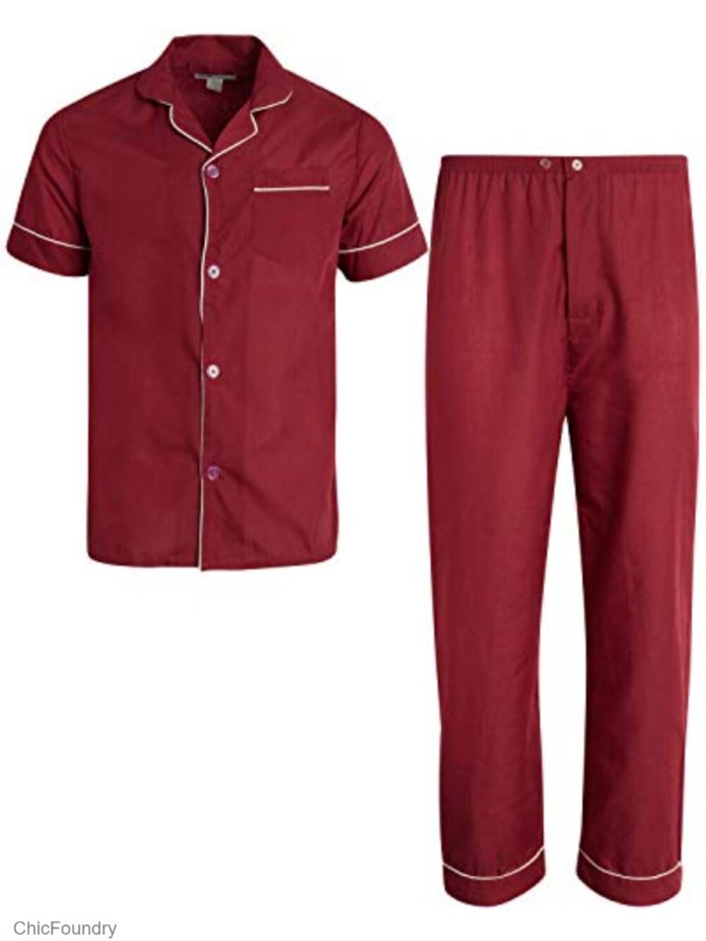 Men's 2-Piece Pajama Set Short Sleeve Shirt Long Pants Sleep Lounge PJ